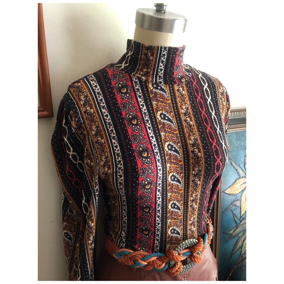 Free People Paisley tapestry 70s long sleeve top - Picture 3 of 8